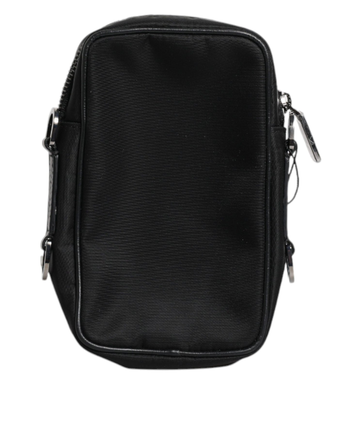Dolce &amp; Gabbana Black Grain Leather Logo Plaque Clutch Bag