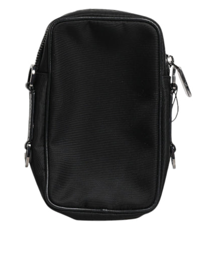 Dolce &amp; Gabbana Black Grain Leather Logo Plaque Clutch Bag