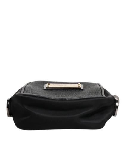 Dolce &amp; Gabbana Black Grain Leather Logo Plaque Clutch Bag