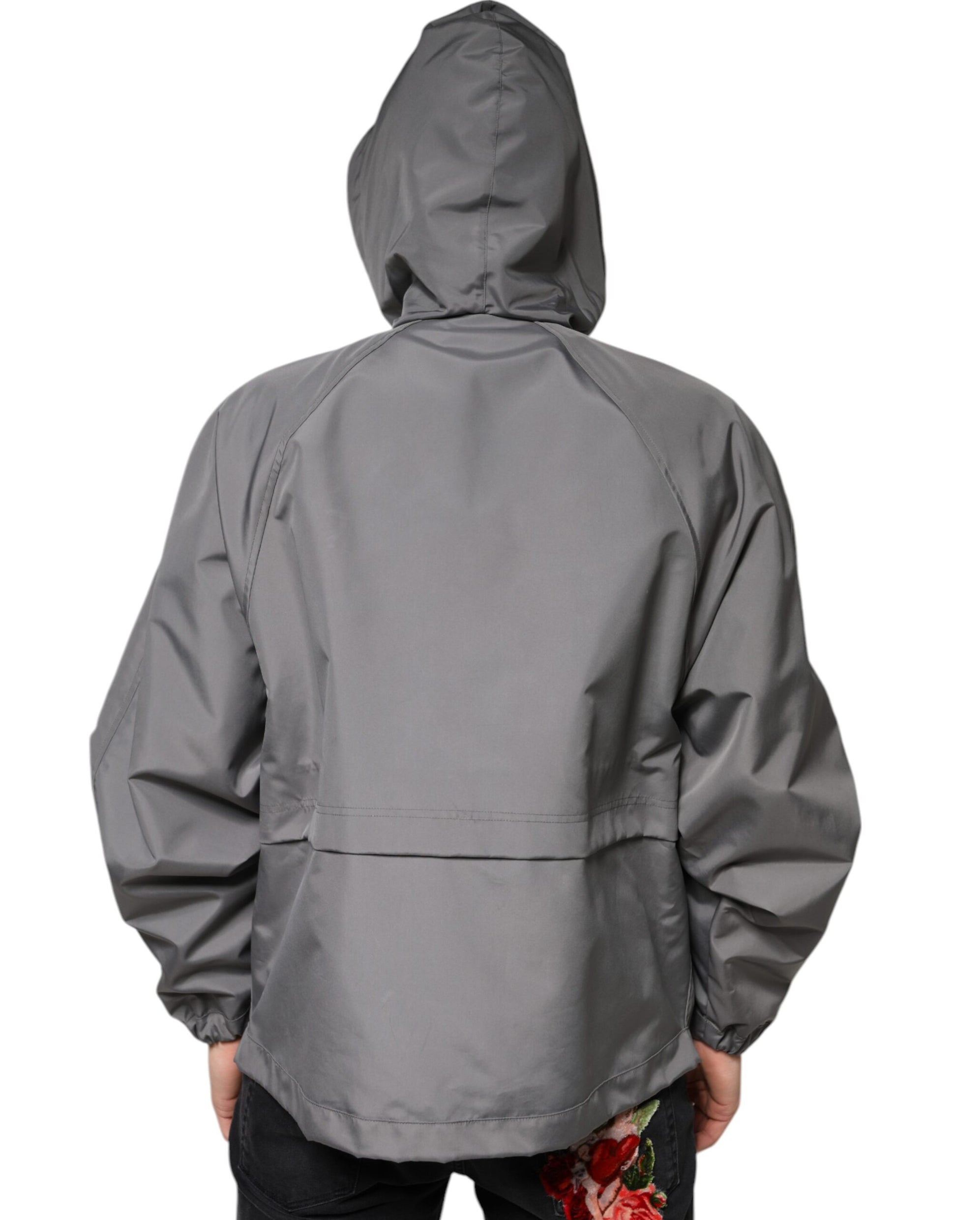 Dolce & Gabbana Gray Polyester Hooded Men Full Zip Jacket by Dolce & Gabbana