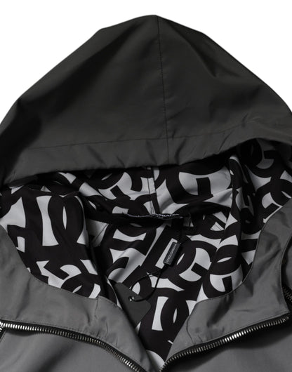 Dolce & Gabbana Gray Polyester Hooded Men Full Zip Jacket by Dolce & Gabbana