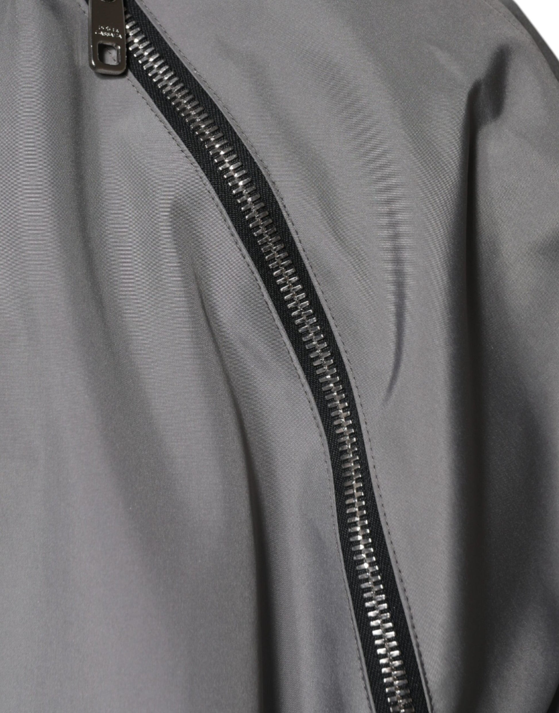 Dolce & Gabbana Gray Polyester Hooded Men Full Zip Jacket by Dolce & Gabbana