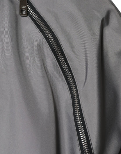 Dolce & Gabbana Gray Polyester Hooded Men Full Zip Jacket by Dolce & Gabbana