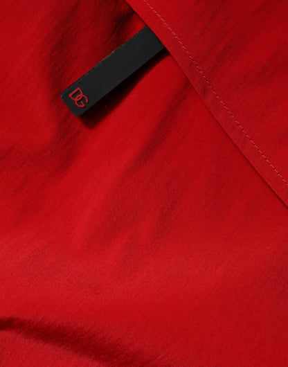 Dolce & Gabbana Red Nylon Hooded Men Full Zip Parka Jacket by Dolce & Gabbana