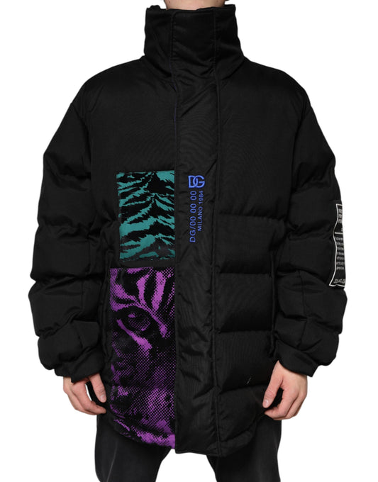 Dolce & Gabbana Black Nylon Puffer Men Full Zip Jacket by Dolce & Gabbana