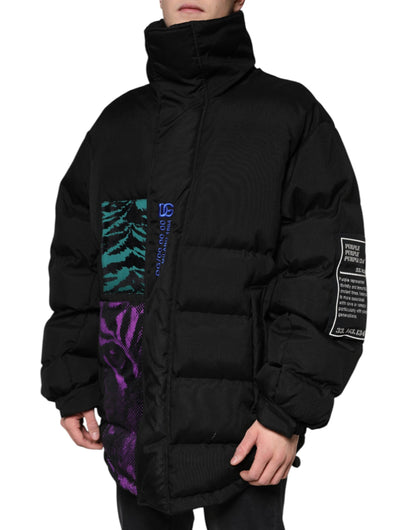 Dolce & Gabbana Black Nylon Puffer Men Full Zip Jacket by Dolce & Gabbana