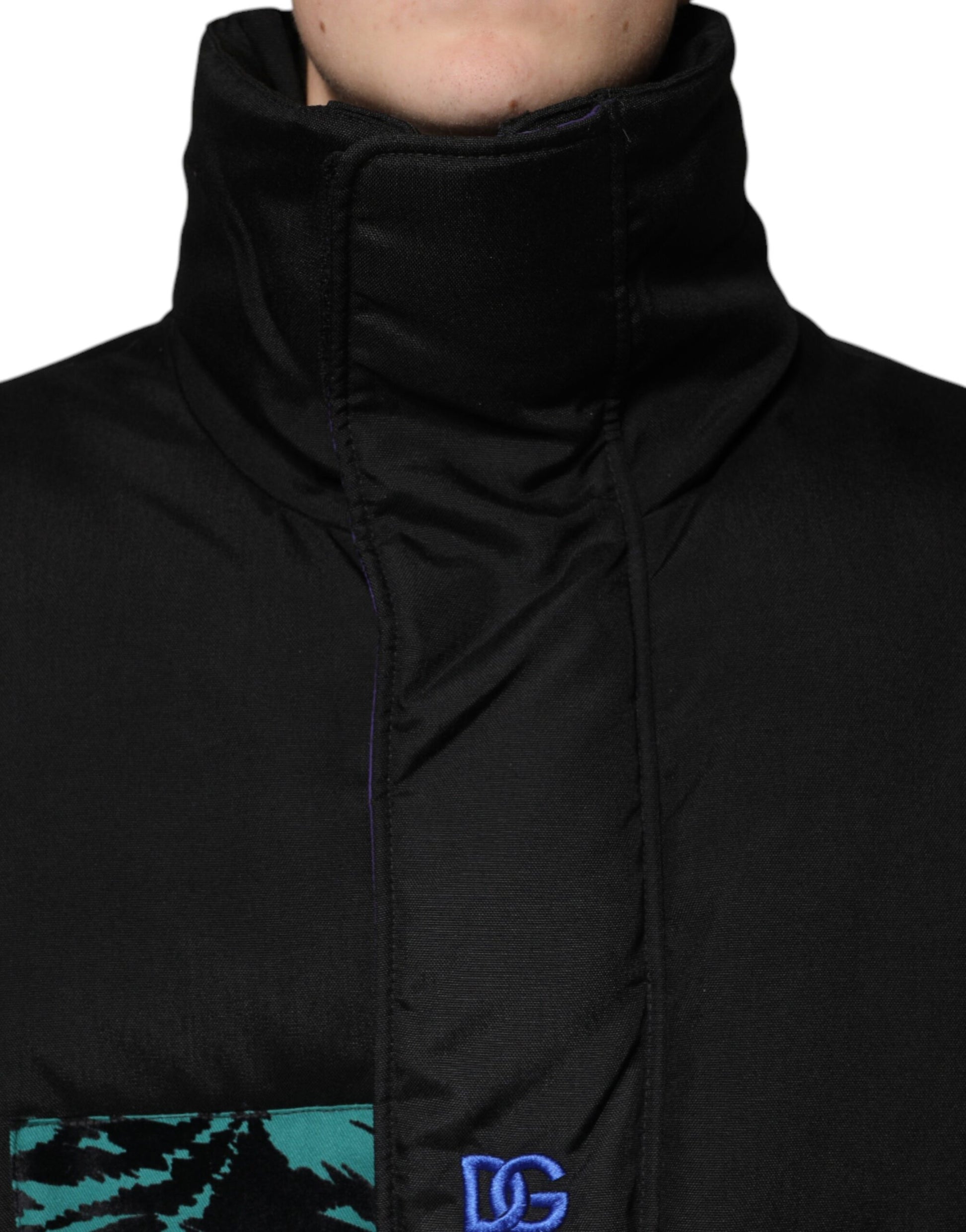 Dolce & Gabbana Black Nylon Puffer Men Full Zip Jacket by Dolce & Gabbana