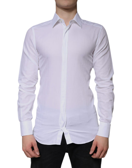 Dolce & Gabbana White Cotton Formal Men GOLD Dress Shirt by Dolce & Gabbana