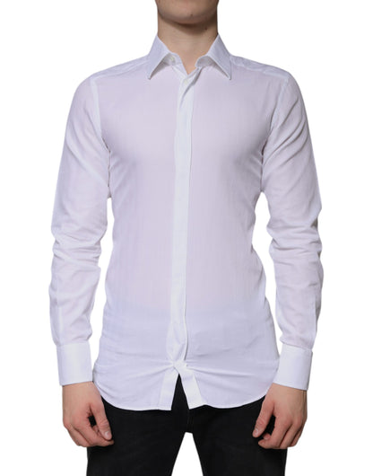 Dolce & Gabbana White Cotton Formal Men GOLD Dress Shirt by Dolce & Gabbana