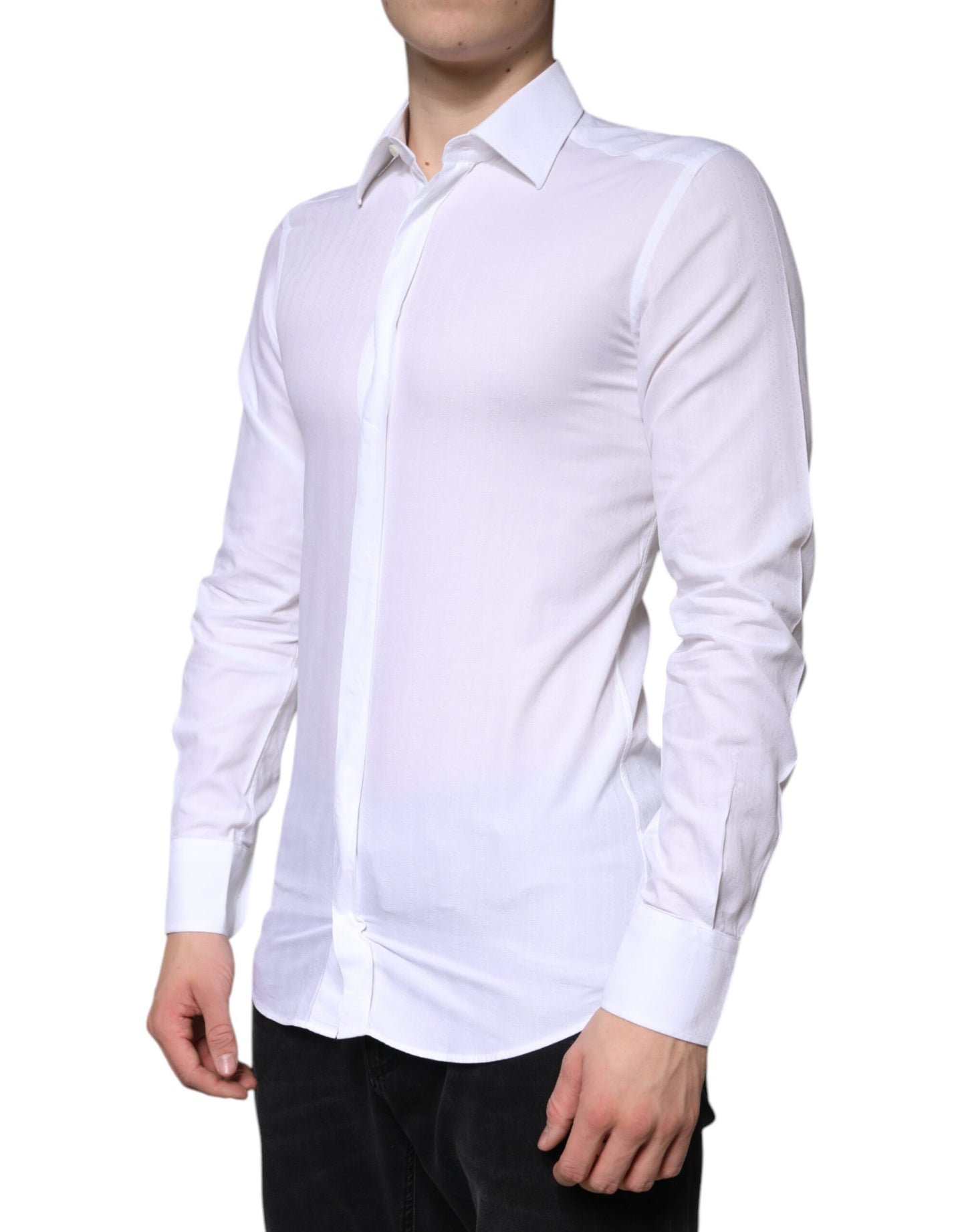 Dolce & Gabbana White Cotton Formal Men GOLD Dress Shirt by Dolce & Gabbana