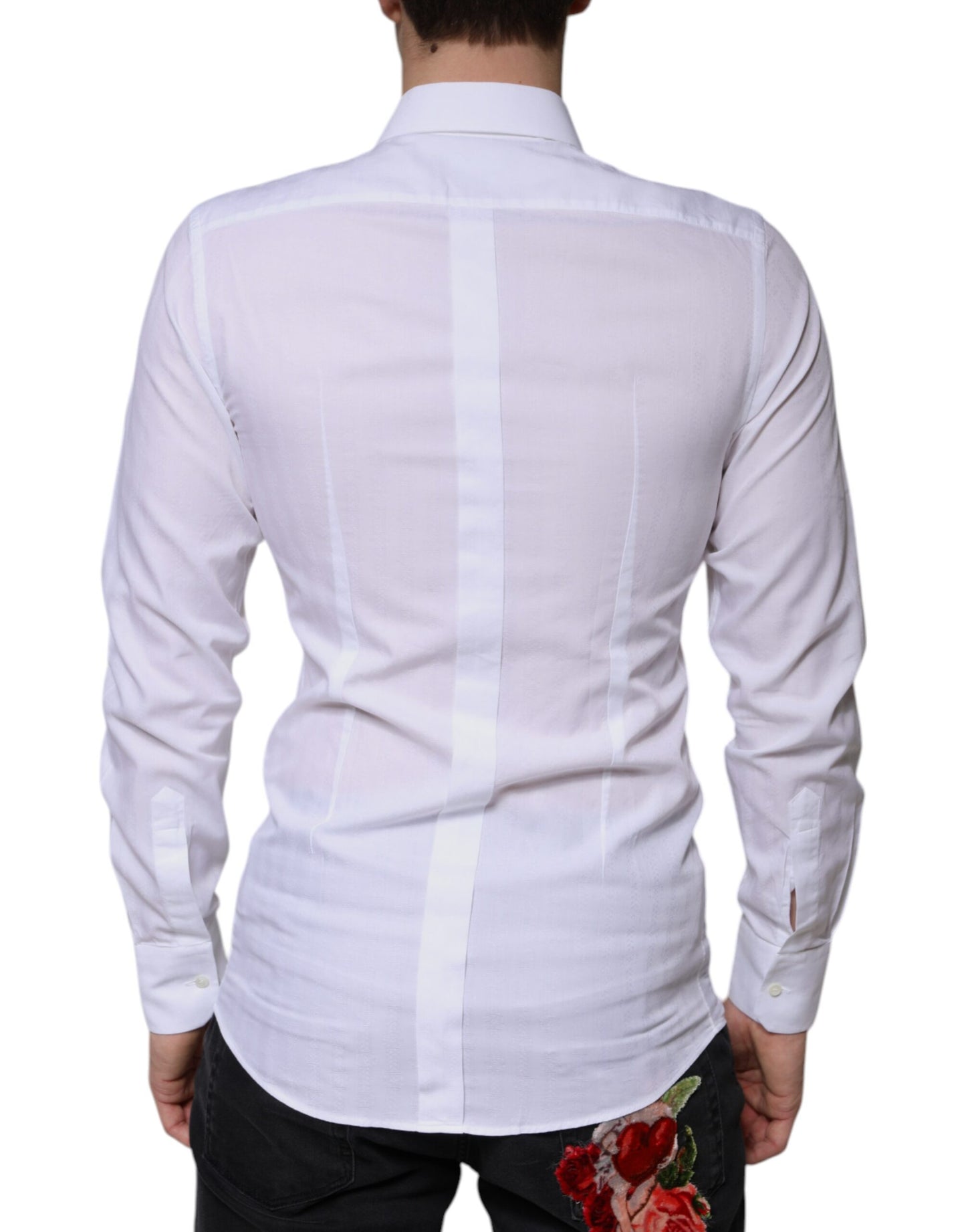 Dolce & Gabbana White Cotton Formal Men GOLD Dress Shirt by Dolce & Gabbana