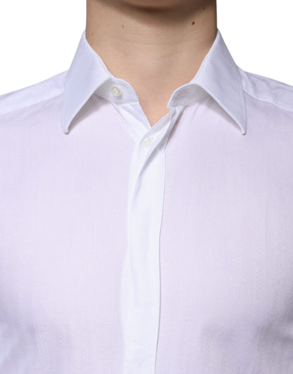 Dolce & Gabbana White Cotton Formal Men GOLD Dress Shirt by Dolce & Gabbana