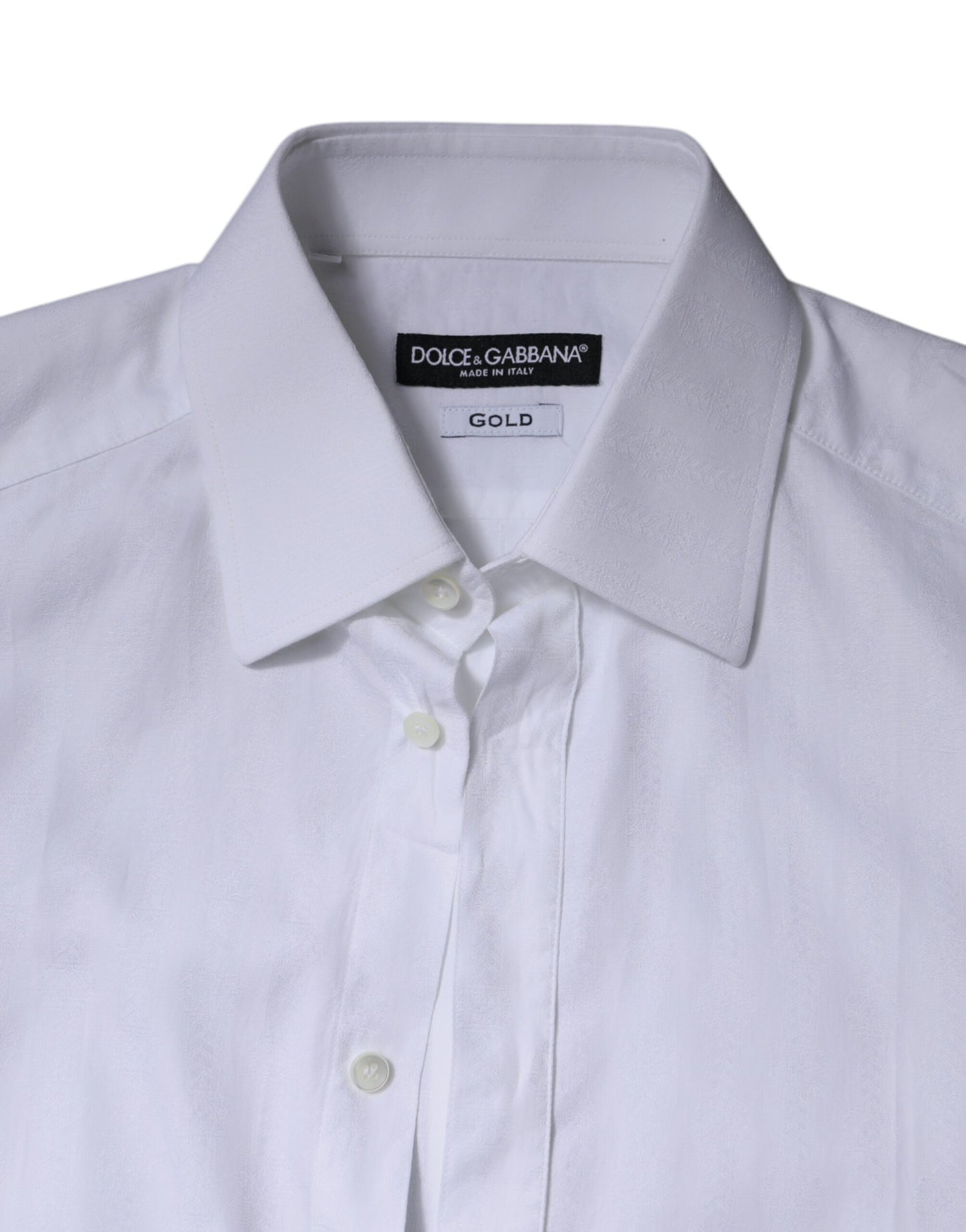 Dolce & Gabbana White Cotton Formal Men GOLD Dress Shirt by Dolce & Gabbana