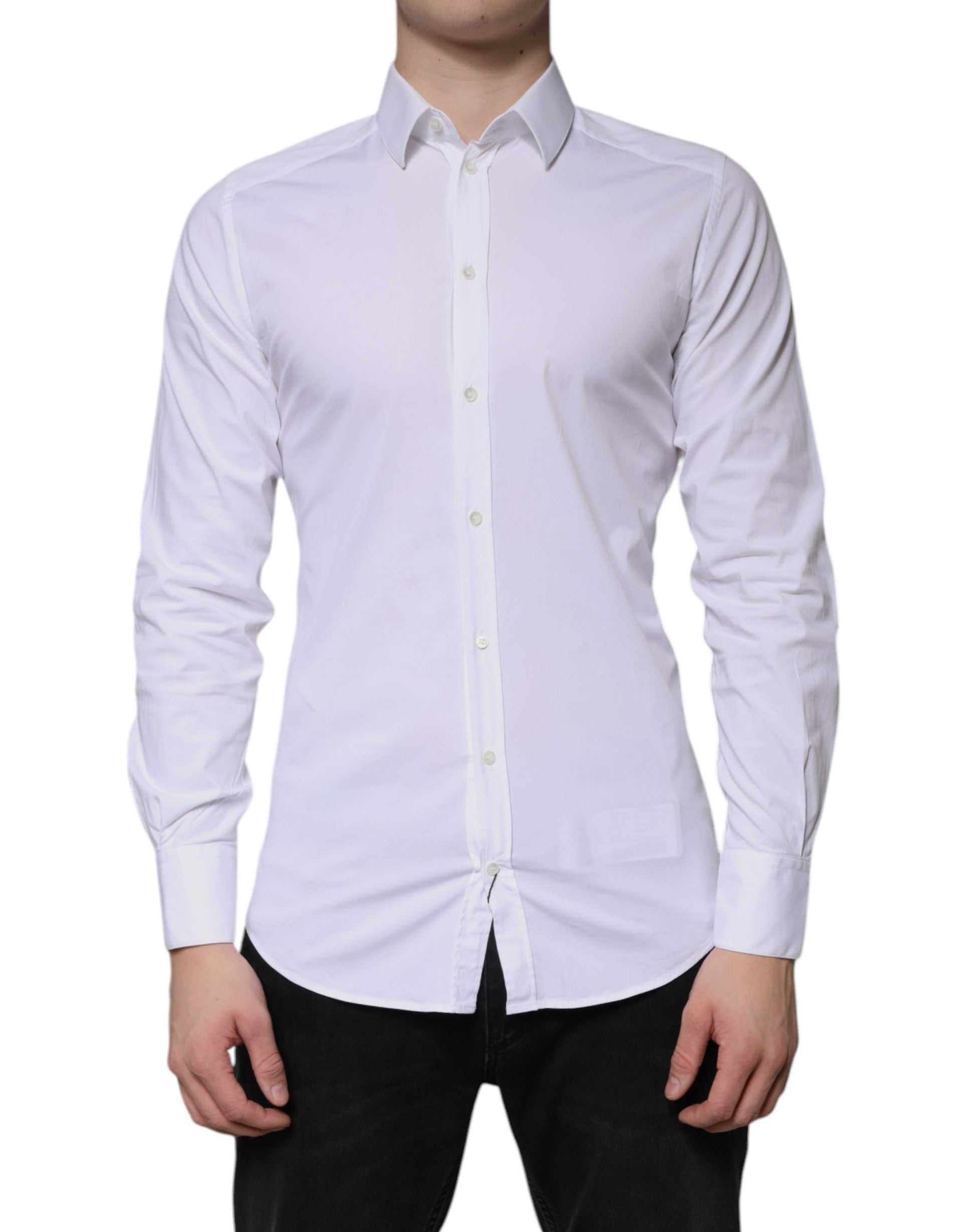Dolce & Gabbana White Cotton Formal Men GOLD Dress Shirt by Dolce & Gabbana