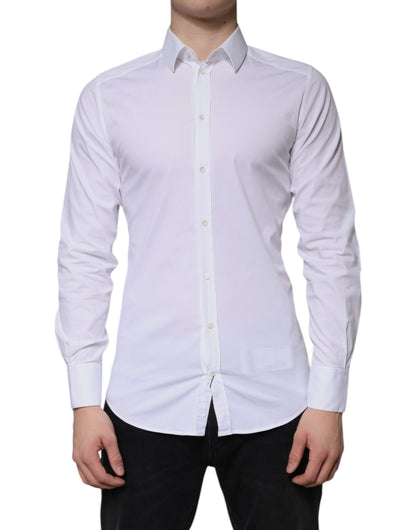 Dolce & Gabbana White Cotton Formal Men GOLD Dress Shirt by Dolce & Gabbana
