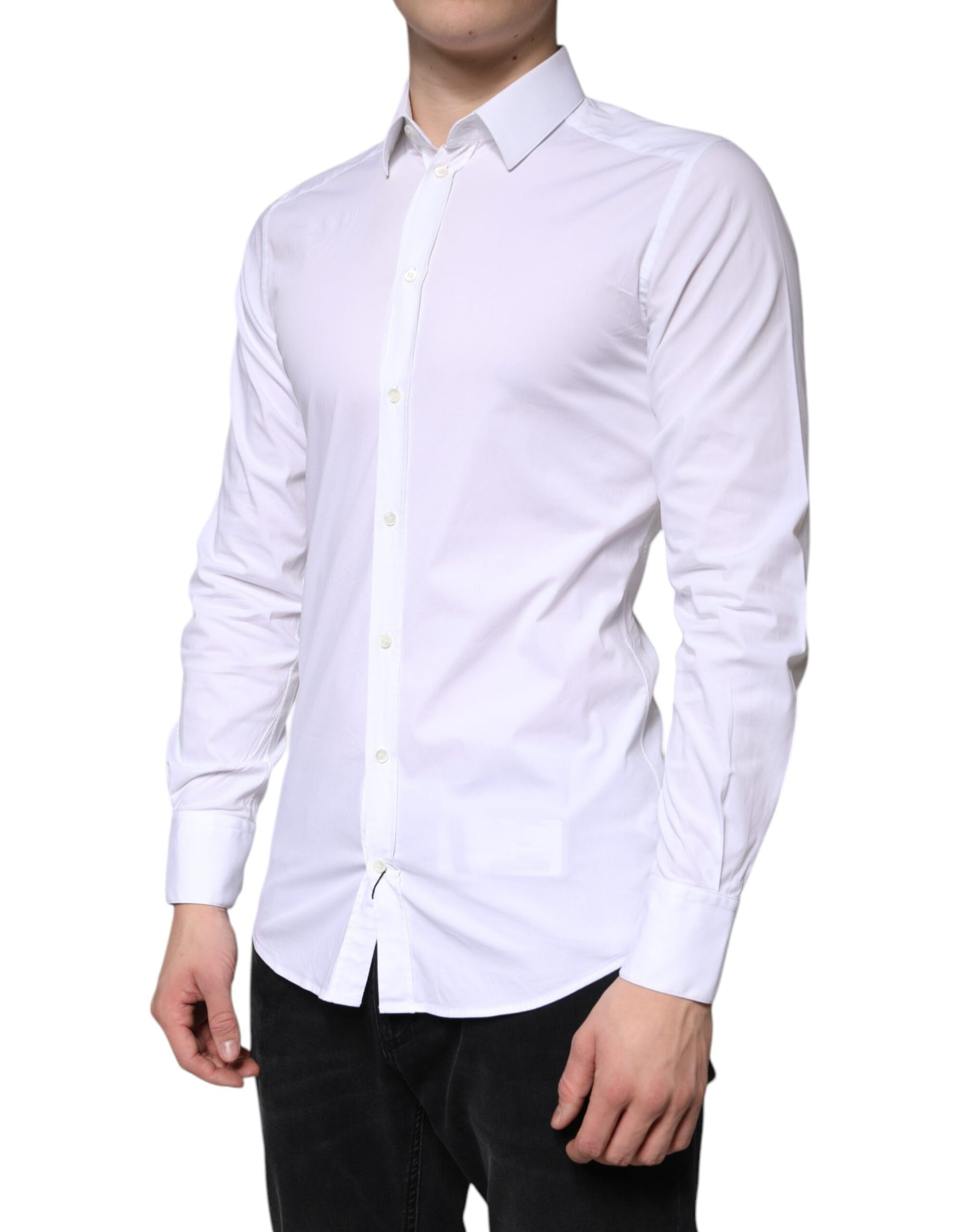 Dolce & Gabbana White Cotton Formal Men GOLD Dress Shirt by Dolce & Gabbana