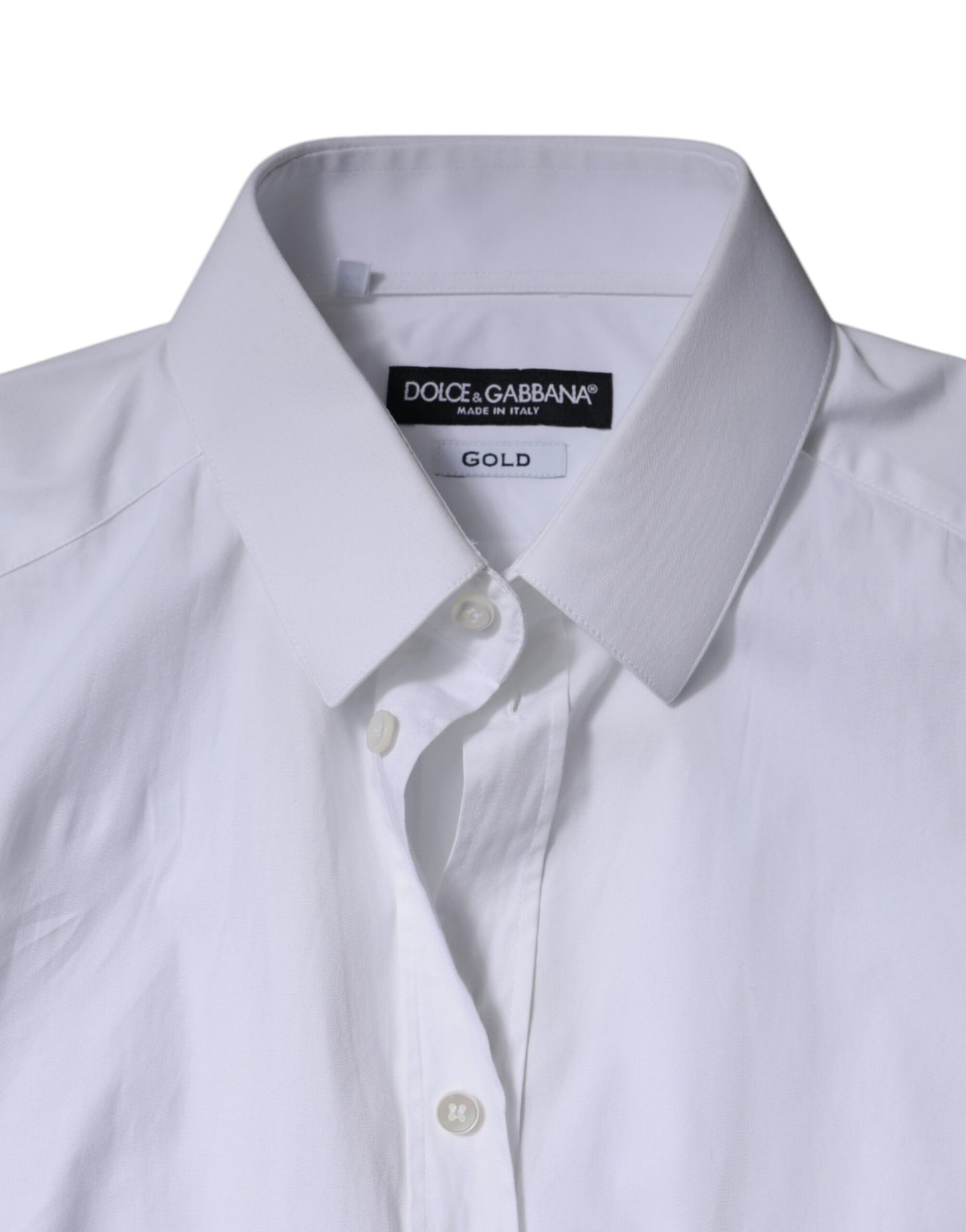 Dolce & Gabbana White Cotton Formal Men GOLD Dress Shirt by Dolce & Gabbana