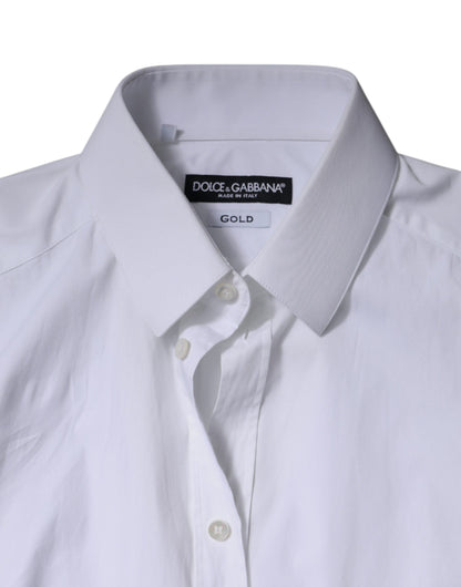 Dolce & Gabbana White Cotton Formal Men GOLD Dress Shirt by Dolce & Gabbana