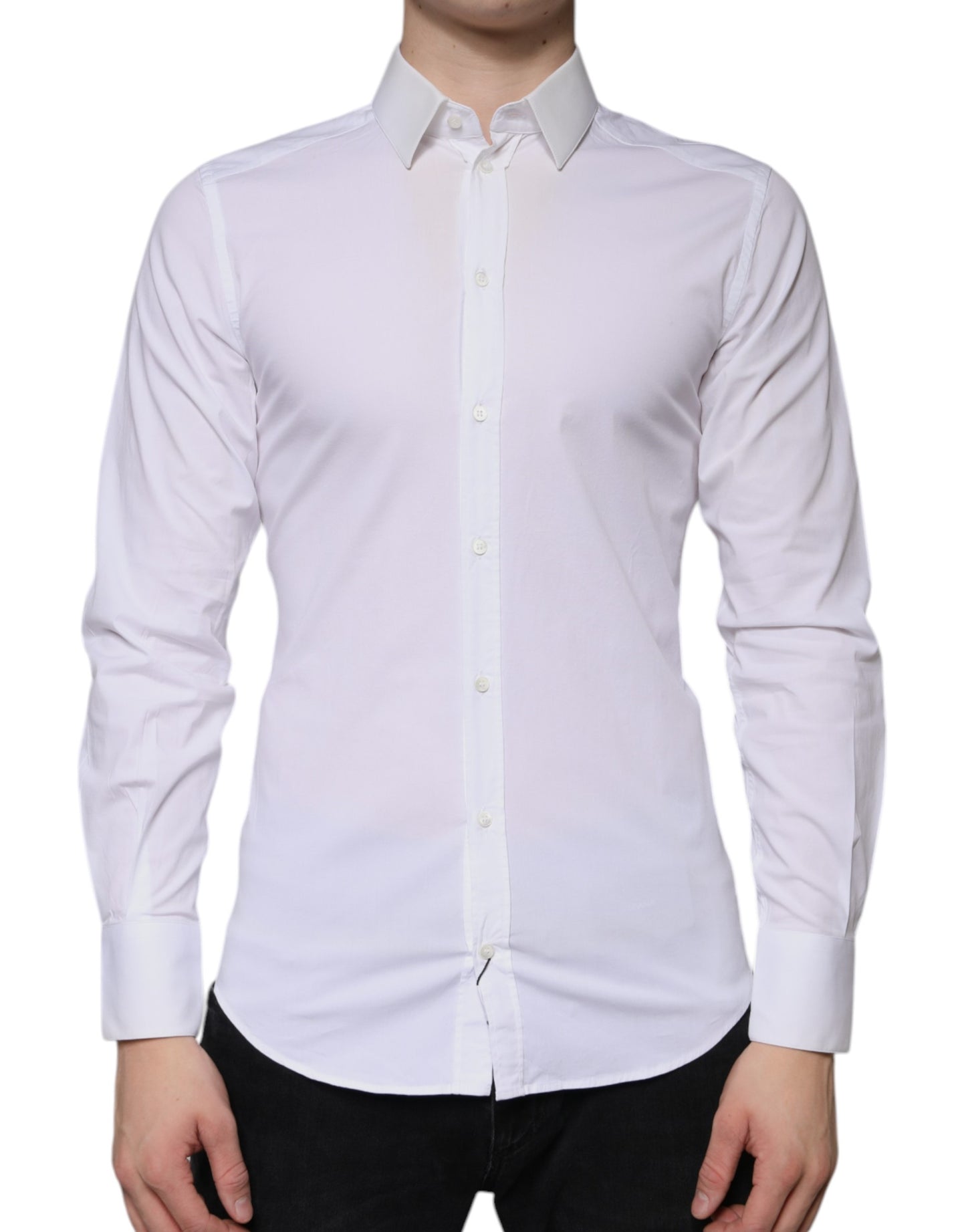Dolce & Gabbana White Cotton Formal Men GOLD Dress Shirt by Dolce & Gabbana