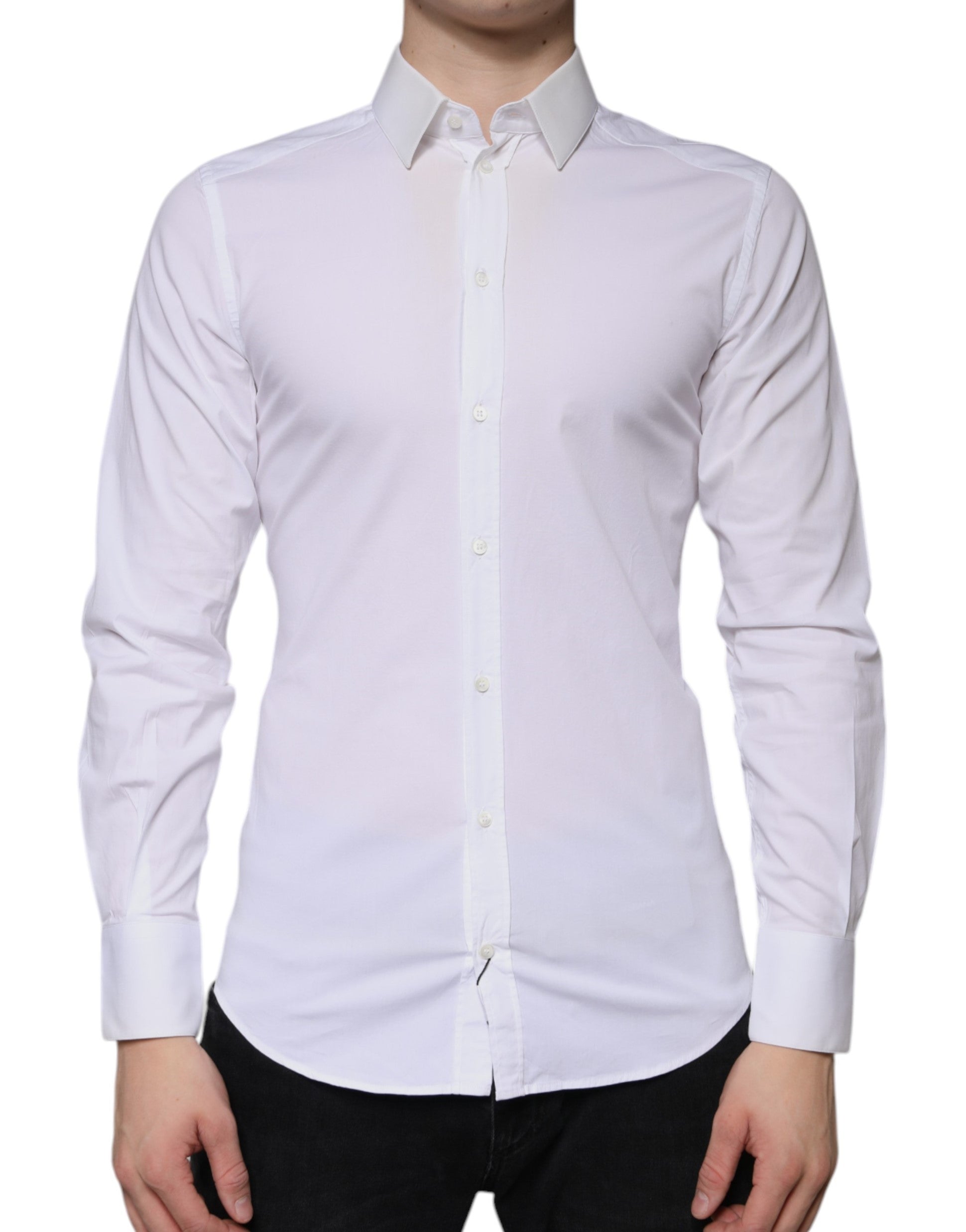 Dolce & Gabbana White Cotton Formal Men GOLD Dress Shirt by Dolce & Gabbana
