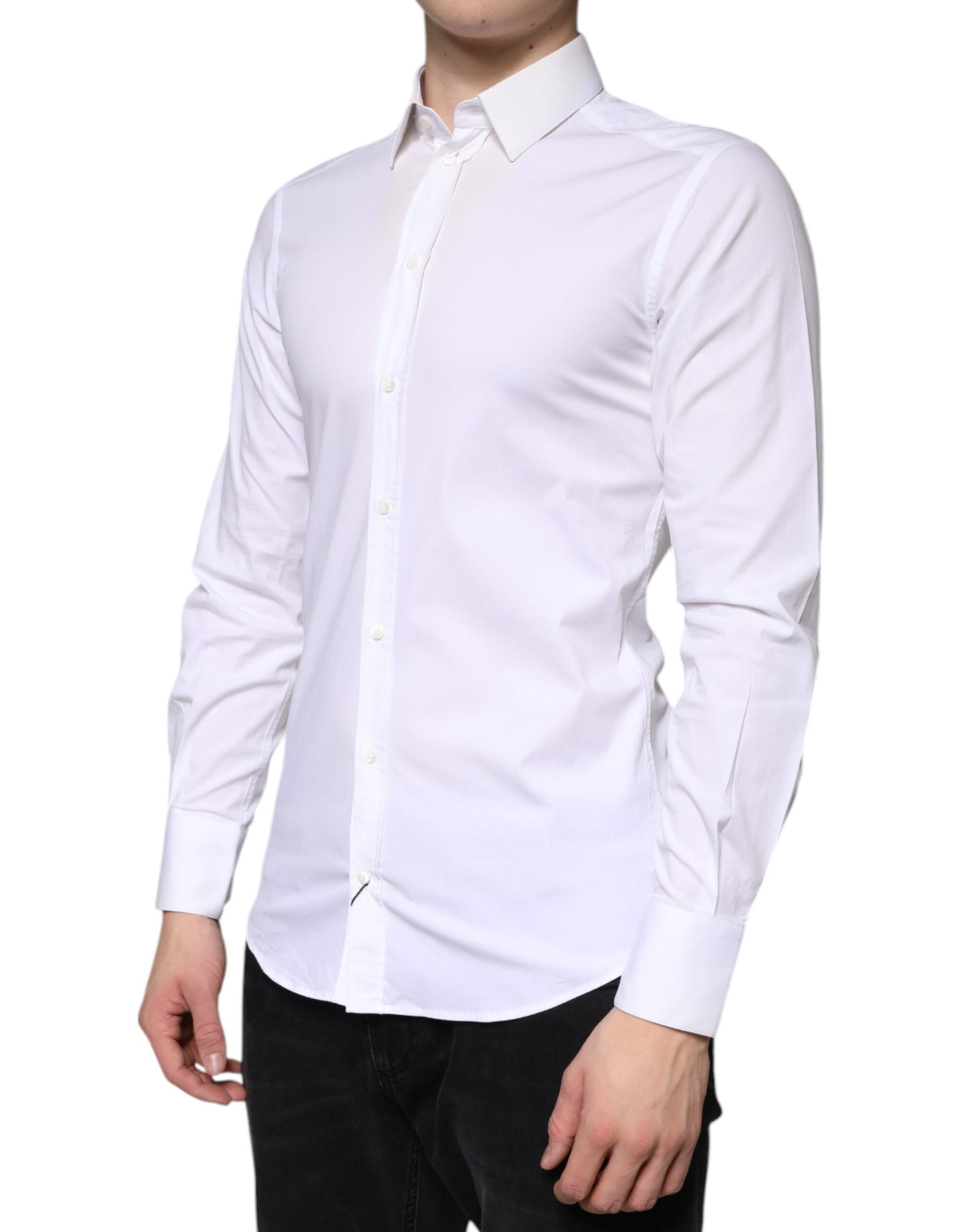 Dolce & Gabbana White Cotton Formal Men GOLD Dress Shirt by Dolce & Gabbana