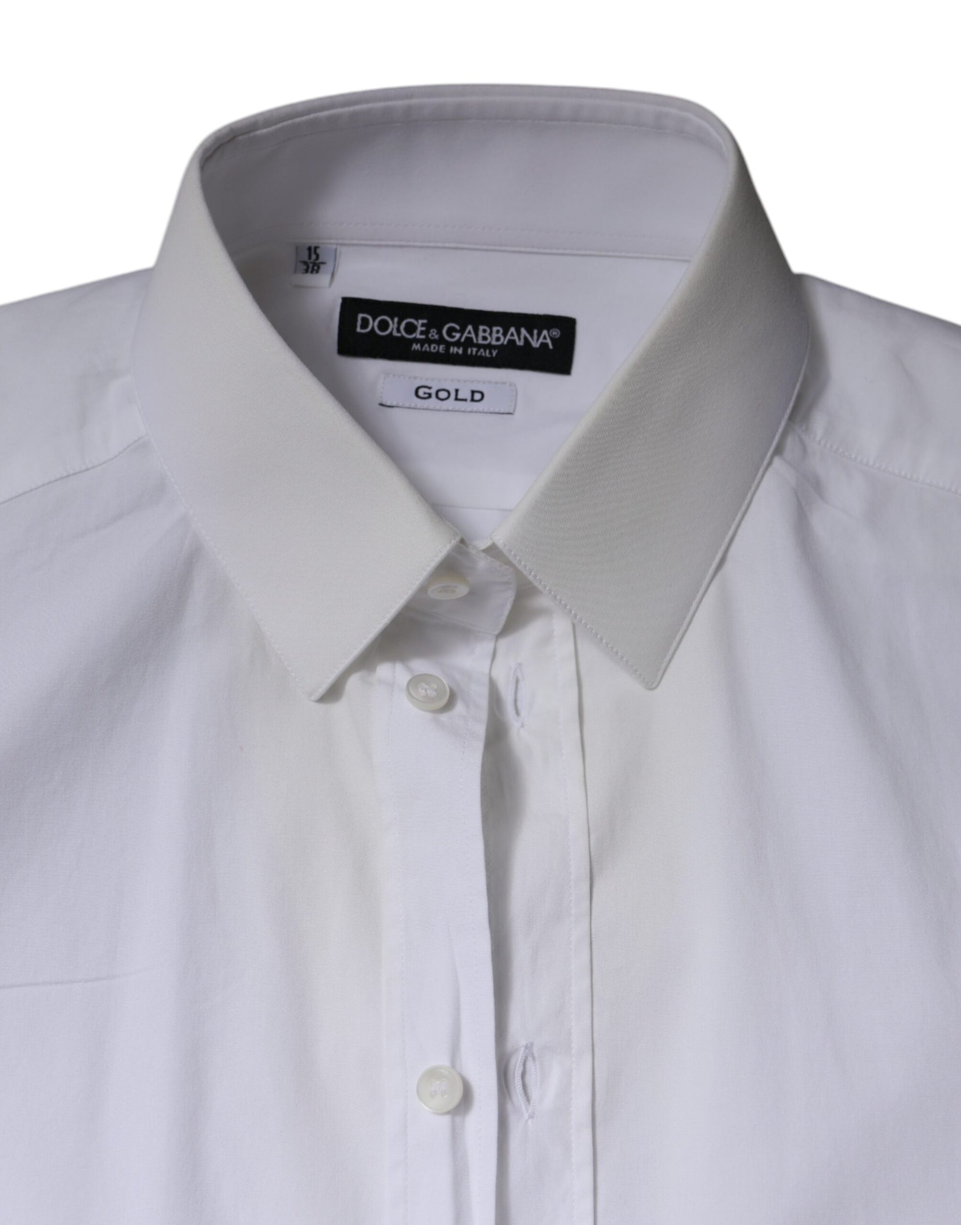 Dolce & Gabbana White Cotton Formal Men GOLD Dress Shirt by Dolce & Gabbana
