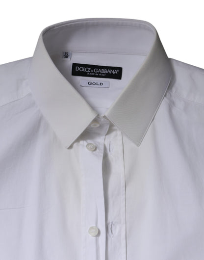 Dolce & Gabbana White Cotton Formal Men GOLD Dress Shirt by Dolce & Gabbana