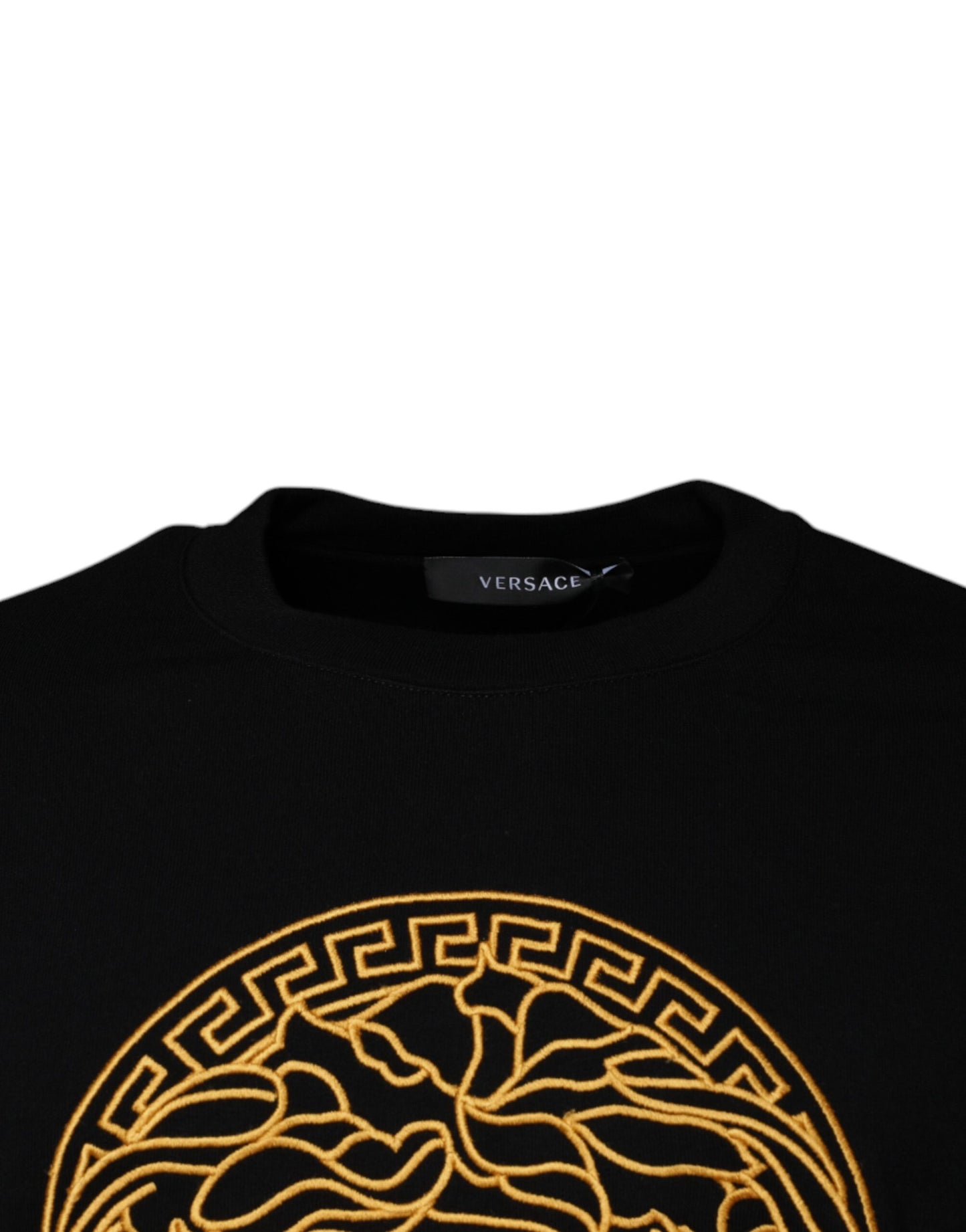 Pull ras du cou noir brodé Medusa de Versace