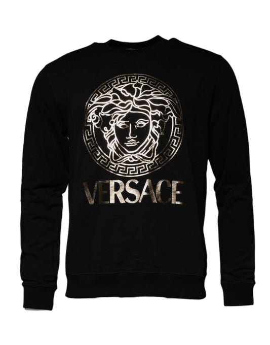 Sweat-shirt à col rond en polaire Medusa noir Versace pour homme