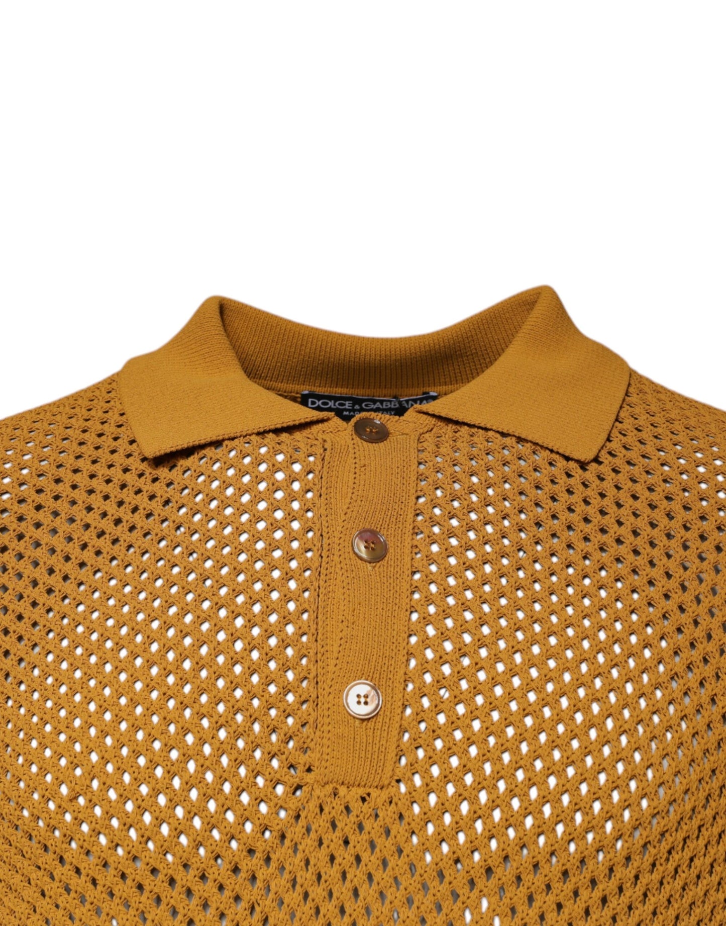 Dolce & Gabbana Brown Perforated Collared Short Sleeves T-shirt by Dolce & Gabbana