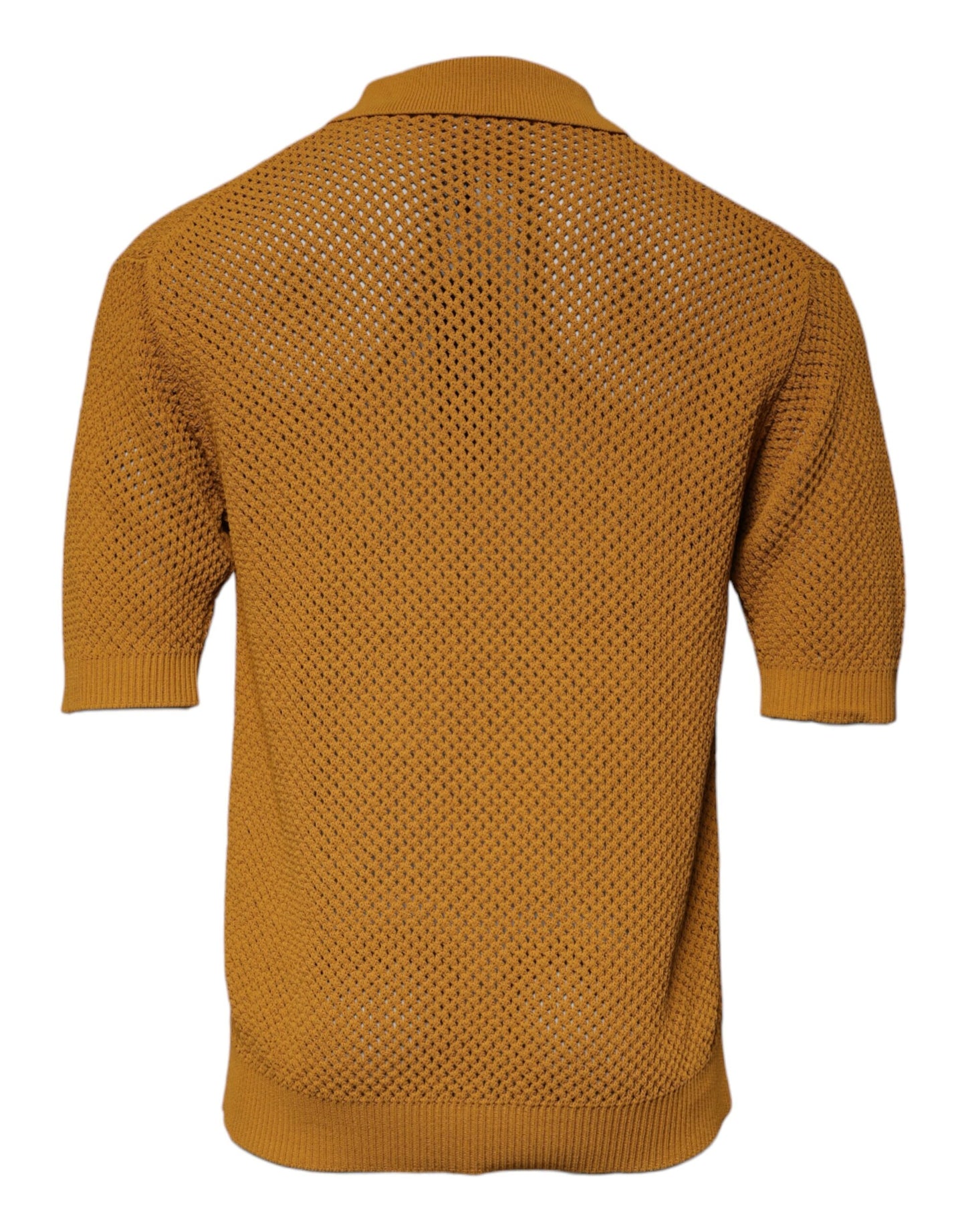 Dolce & Gabbana Brown Perforated Collared Short Sleeves T-shirt by Dolce & Gabbana