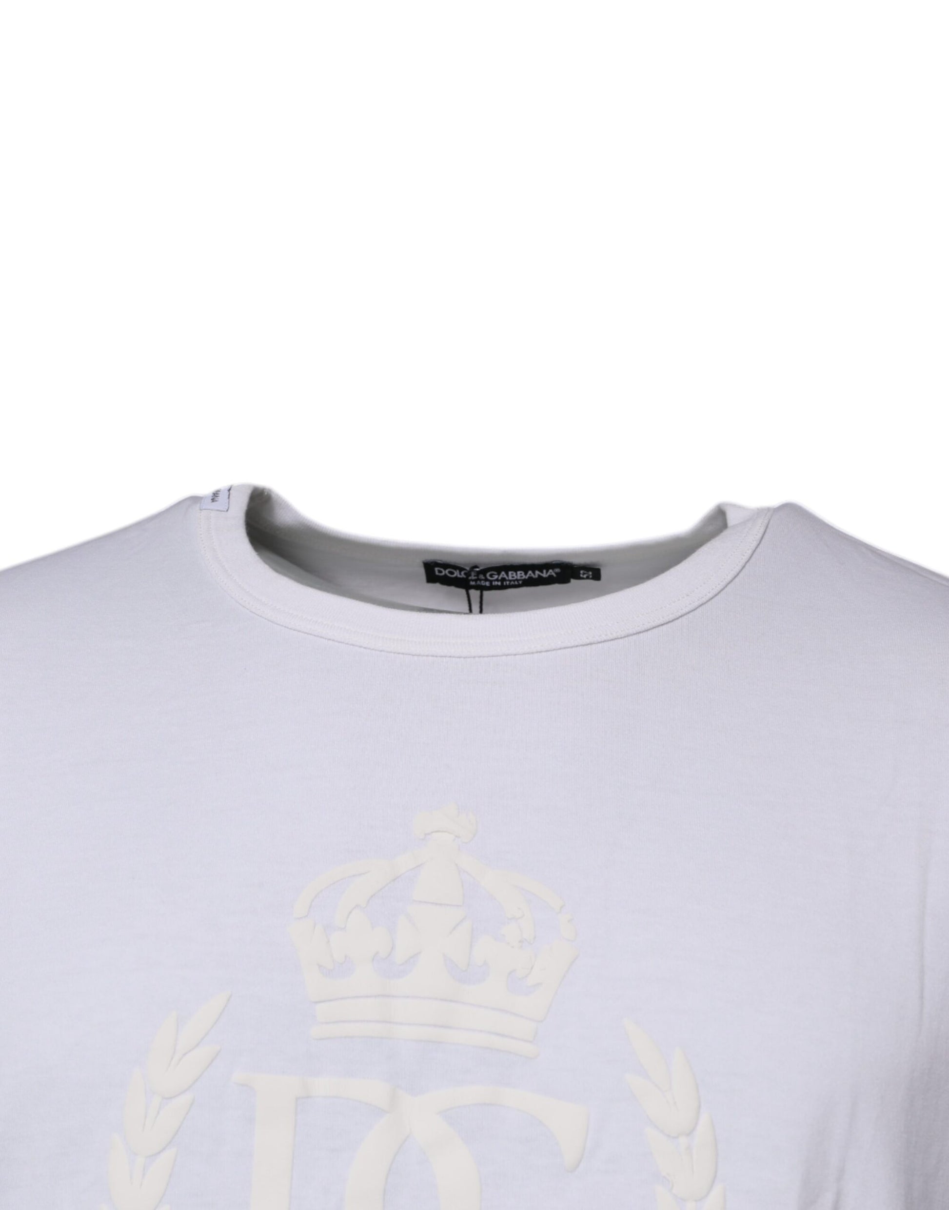 Dolce & Gabbana White Logo Embossed Cotton Crewneck T-shirt by Dolce & Gabbana