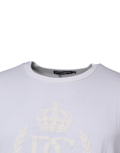 Dolce & Gabbana White Logo Embossed Cotton Crewneck T-shirt by Dolce & Gabbana