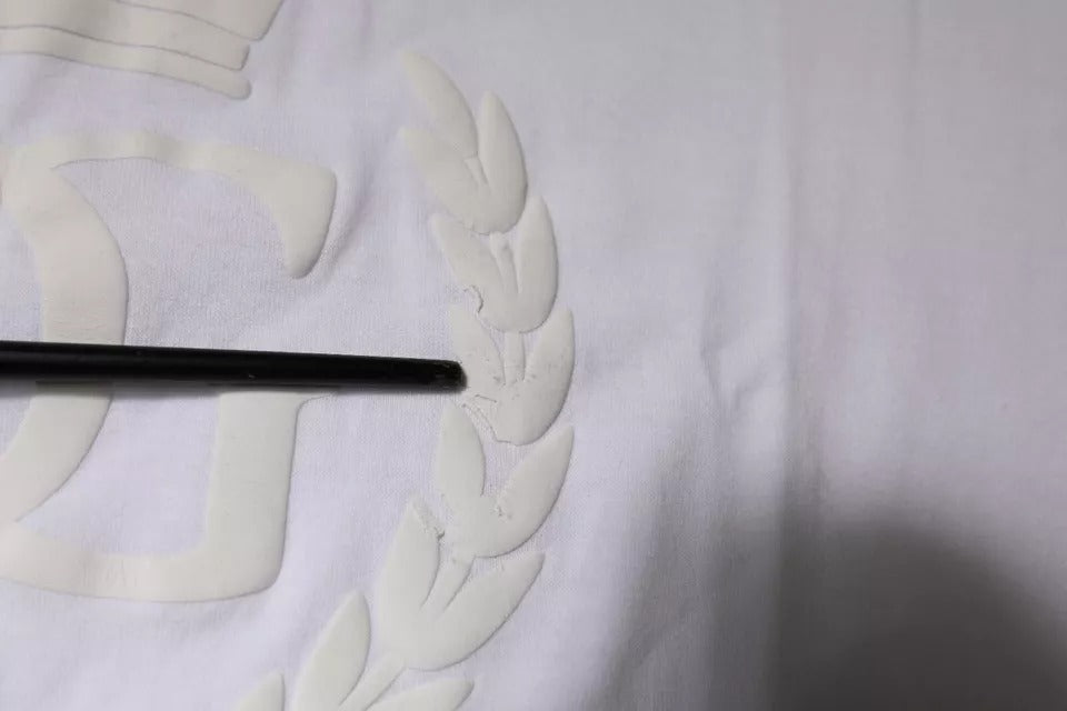 Dolce & Gabbana White Logo Embossed Cotton Crewneck T-shirt by Dolce & Gabbana