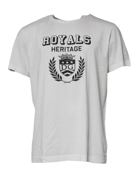 Dolce & Gabbana White Royals Heritage Cotton T-shirt by Dolce & Gabbana