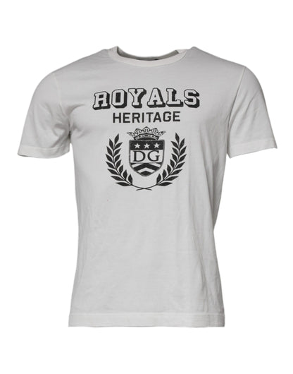 Dolce & Gabbana White Royals Heritage Cotton T-shirt by Dolce & Gabbana