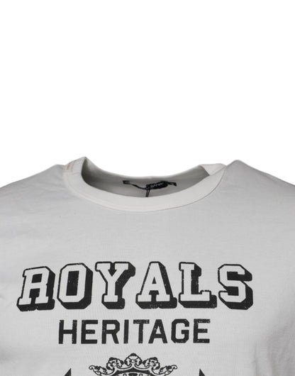 Dolce & Gabbana White Royals Heritage Cotton T-shirt by Dolce & Gabbana
