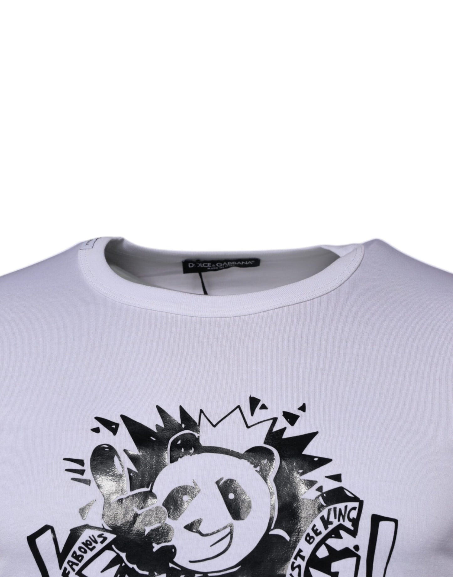 Dolce & Gabbana White Panda King Cotton Crew Neck T-shirt by Dolce & Gabbana