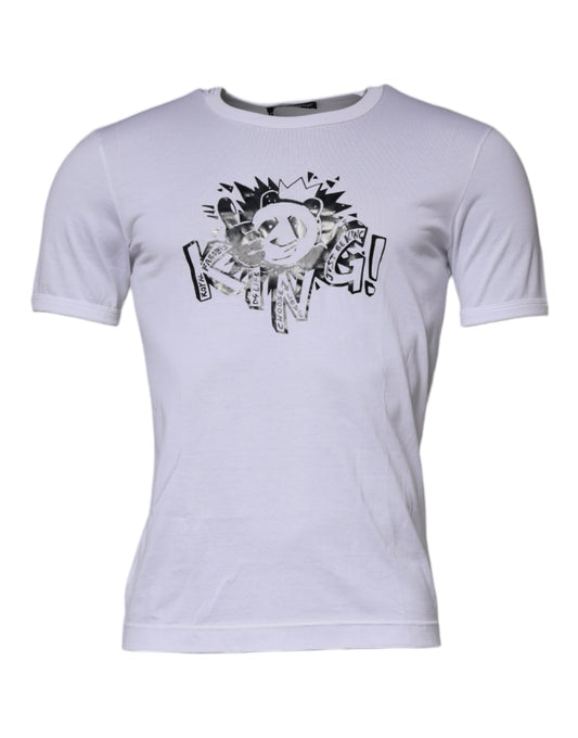 Dolce & Gabbana White Panda King Cotton Crew Neck T-shirt by Dolce & Gabbana