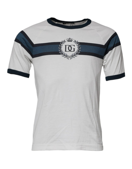 Dolce & Gabbana White DG Crown Cotton Crew Neck T-shirt by Dolce & Gabbana