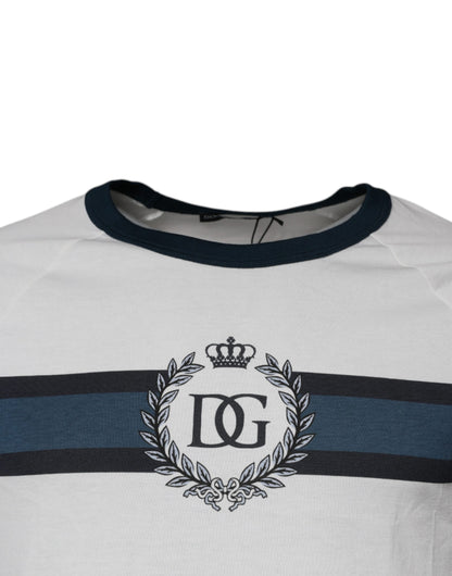 Dolce & Gabbana White DG Crown Cotton Crew Neck T-shirt by Dolce & Gabbana