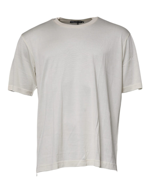 Dolce & Gabbana Off White Silk CrewNeck Short Sleeve T-shirt by Dolce & Gabbana