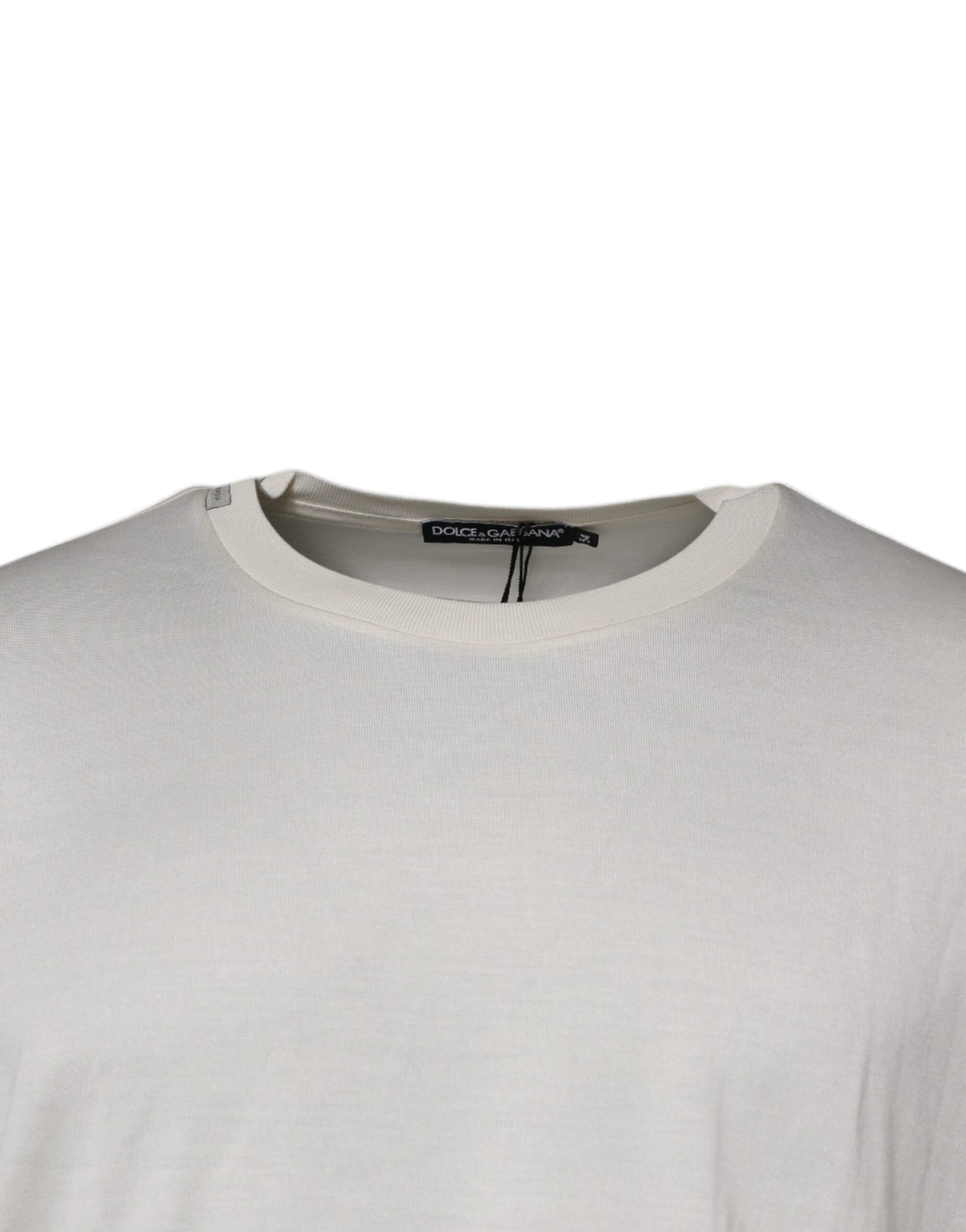 Dolce & Gabbana Off White Silk CrewNeck Short Sleeve T-shirt by Dolce & Gabbana
