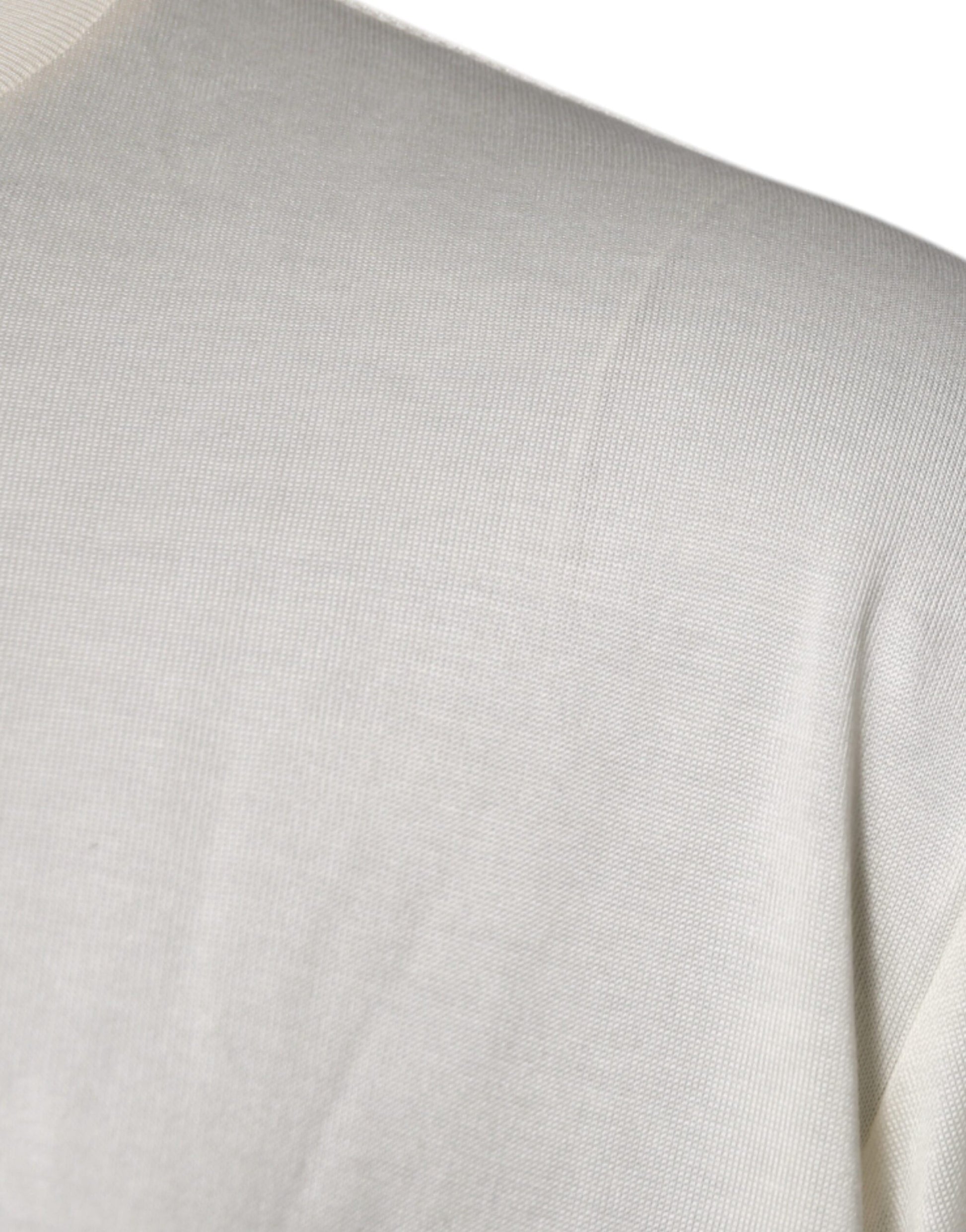 Dolce & Gabbana Off White Silk CrewNeck Short Sleeve T-shirt by Dolce & Gabbana