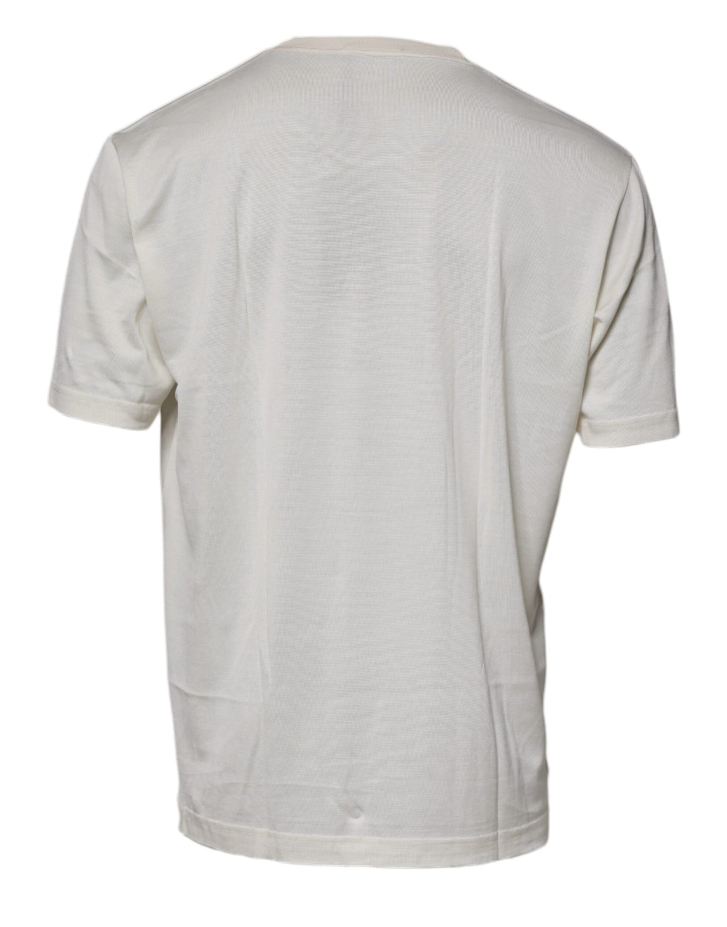 Dolce & Gabbana Off White Silk CrewNeck Short Sleeve T-shirt by Dolce & Gabbana