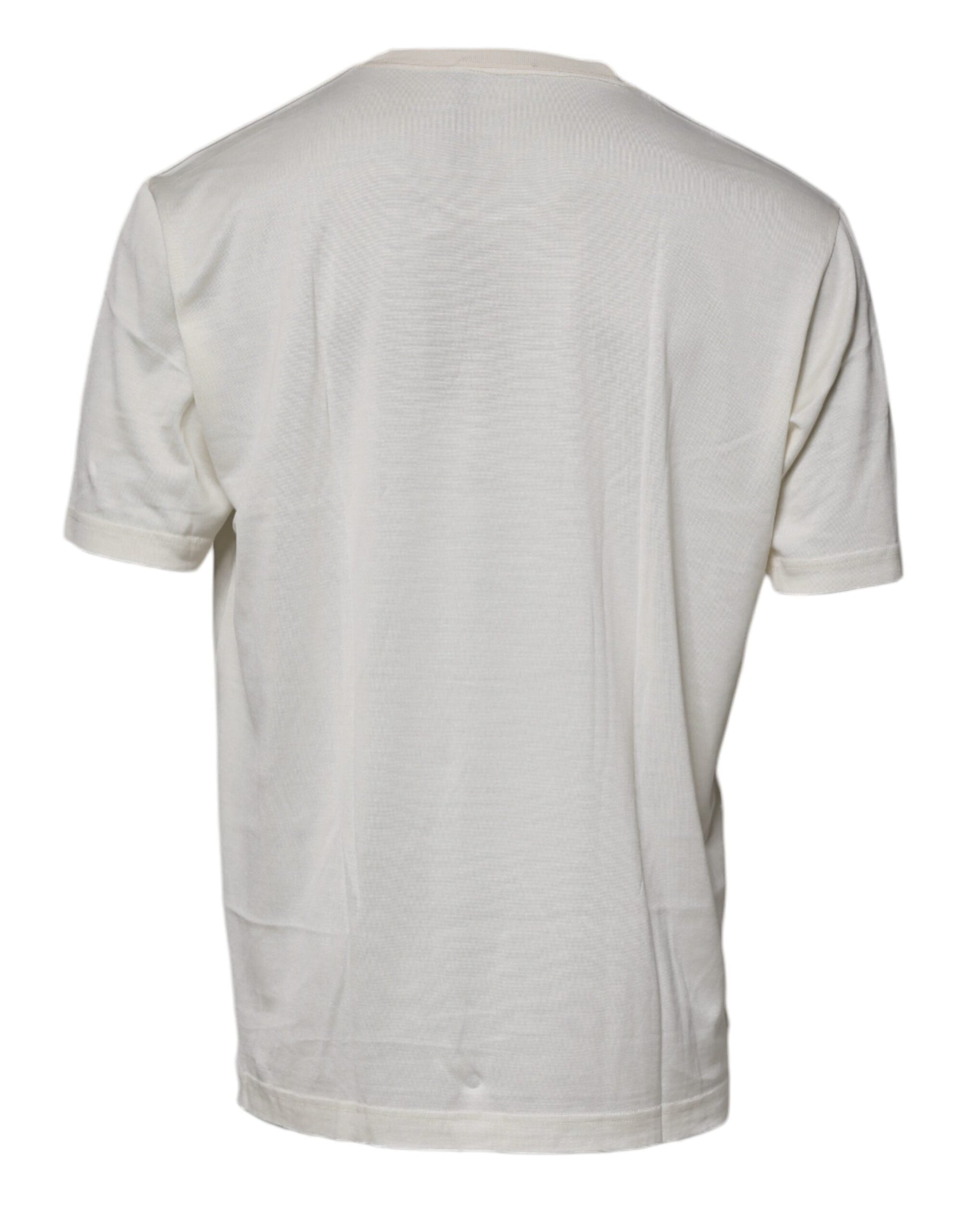 Dolce & Gabbana Off White Silk CrewNeck Short Sleeve T-shirt by Dolce & Gabbana