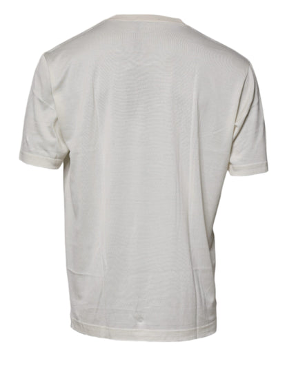 Dolce & Gabbana Off White Silk CrewNeck Short Sleeve T-shirt by Dolce & Gabbana