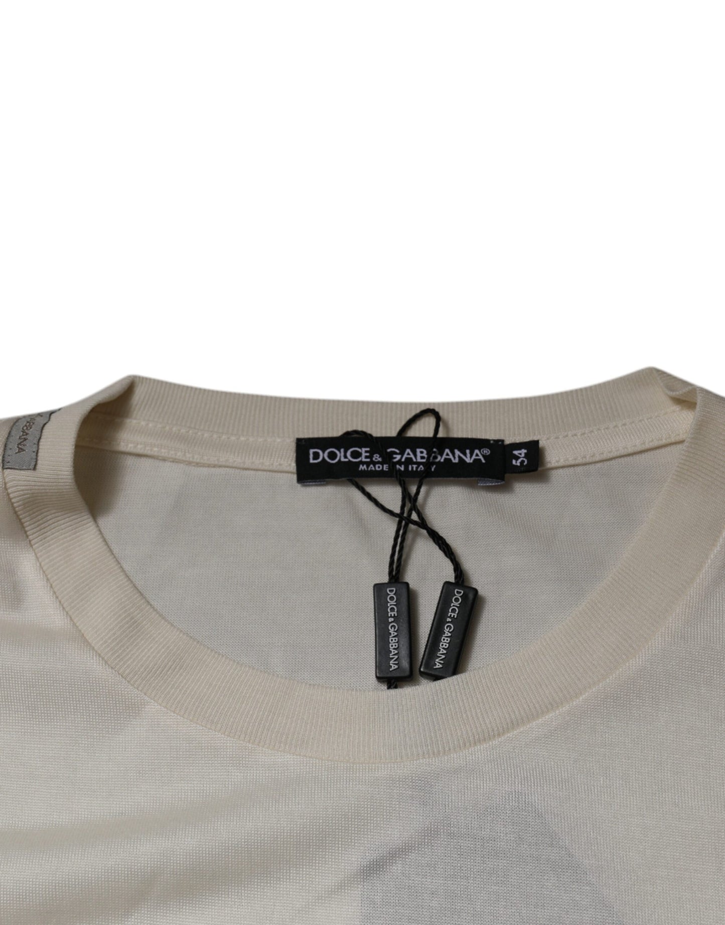 Dolce & Gabbana Off White Silk CrewNeck Short Sleeve T-shirt by Dolce & Gabbana