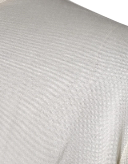 Dolce & Gabbana Off White Silk Crew Neck Short Sleeve T-shirt by Dolce & Gabbana