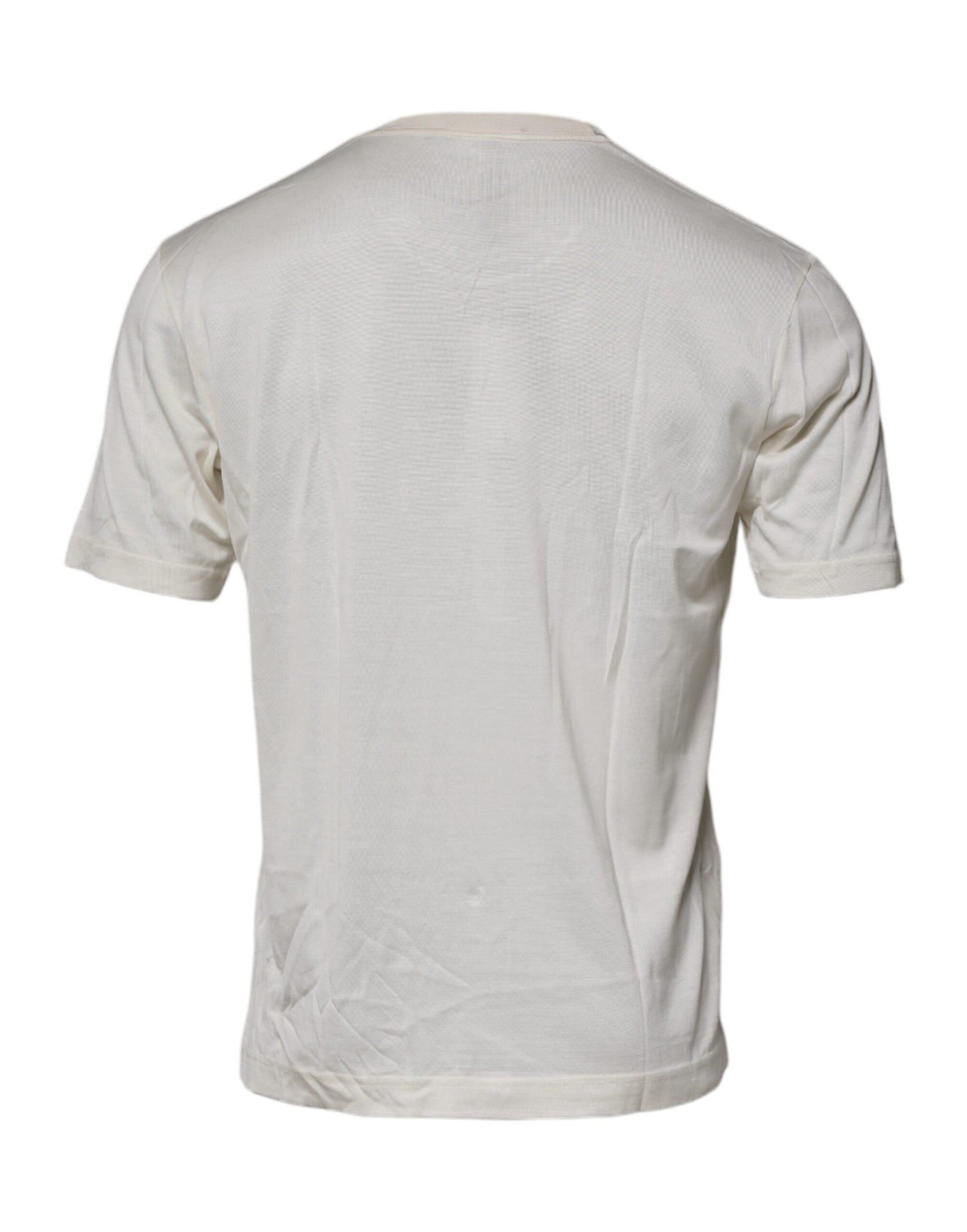 Dolce & Gabbana Off White Silk Crew Neck Short Sleeve T-shirt by Dolce & Gabbana